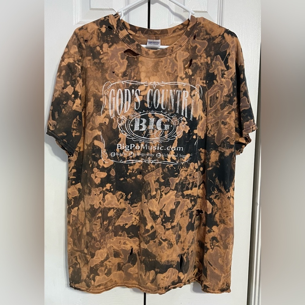 Unisex Distressed Rip Bleached Brown & Black Truck Country Cotton Tee Size Large - Picture 2 of 5
